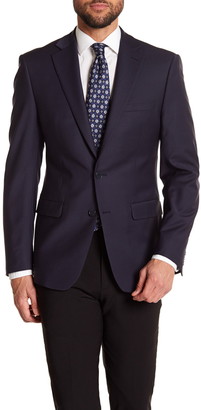 Calvin Klein Solid Navy Wool Suit Suit Separate Jacket