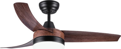 42" Farmhouse Rustic Led Ceiling Fan With Brown Wood Grain Abs Blades And Remote Control