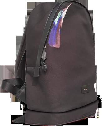 Paul Smith Black Canvas Feather Print Backpack
