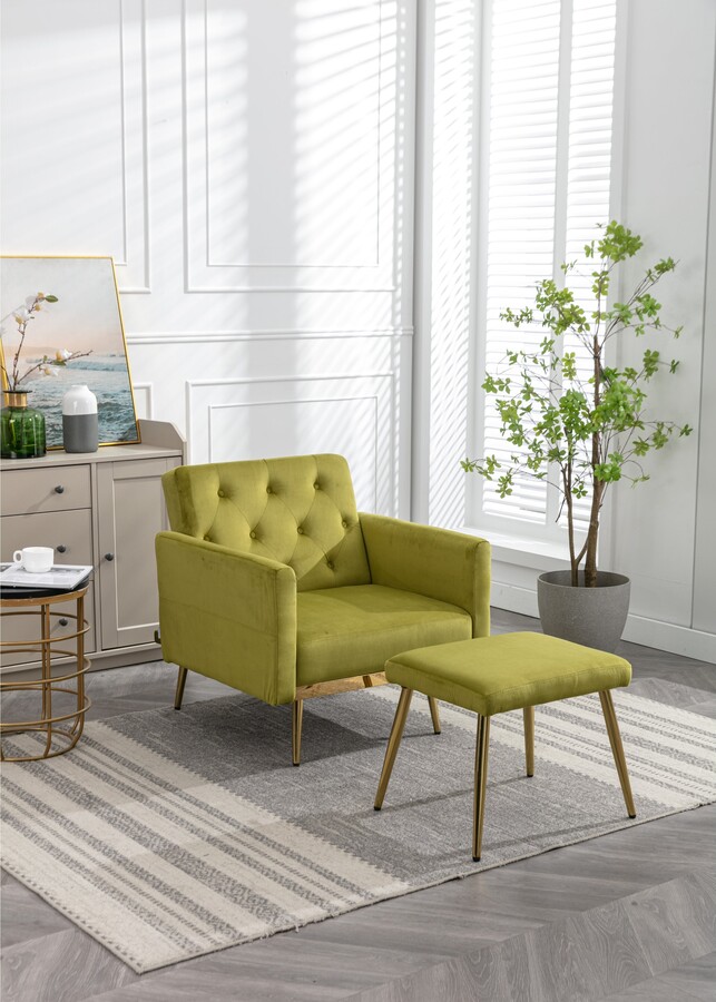 RASOO Modern Comfortable Sofa Accent Chair Convertible Upholstered Folding Sofa Bed with Ottoman