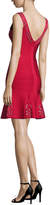 Thumbnail for your product : Herve Leger Grommet Scoop-Neck Ruffled Dress, Lipstick Red
