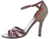 Thumbnail for your product : Prada Embossed Ankle Strap Sandals