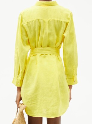 Melissa Odabash Marianne Belted Linen Shirt Dress - Yellow