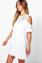 Thumbnail for your product : boohoo Lace Cold Shoulder Swing Dress