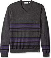 Thumbnail for your product : Calvin Klein Men's Merino Striped Color Block V-Neck Sweater