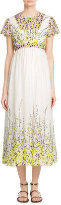 Giambattista Valli Silk Dress with Embroidered Lace