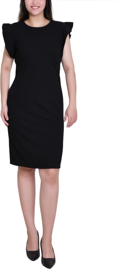 NY Collection Women's Ruffle Sleeve Scuba Dress