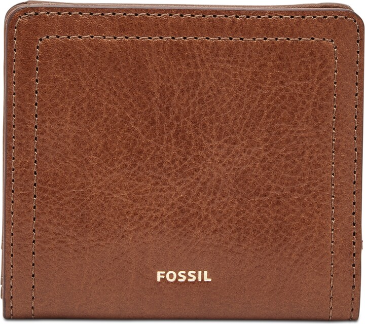 Fossil Logan Leather Small Bifold Wallet - Brown/Gold - ShopStyle