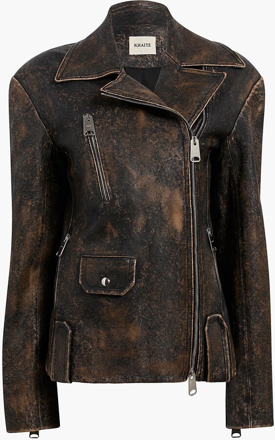 Catalina Jacket in Black and Natural Distressed Leather