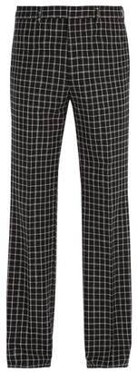 Givenchy Checked Wool Blend Trousers - Mens - Black White