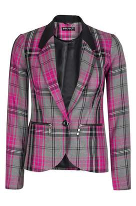 Select Fashion Fashion Womens Pink Tartan Blazer - size 12