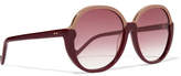 Thumbnail for your product : Zimmermann Joliette Round-frame Two-tone Acetate Sunglasses - Burgundy