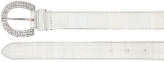 Alessandra Rich 30mm Embossed Leather & Crystal Belt