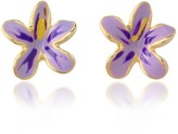 Thumbnail for your product : A-Z Collection Garden Line - Purple Enamel Flower Earrings