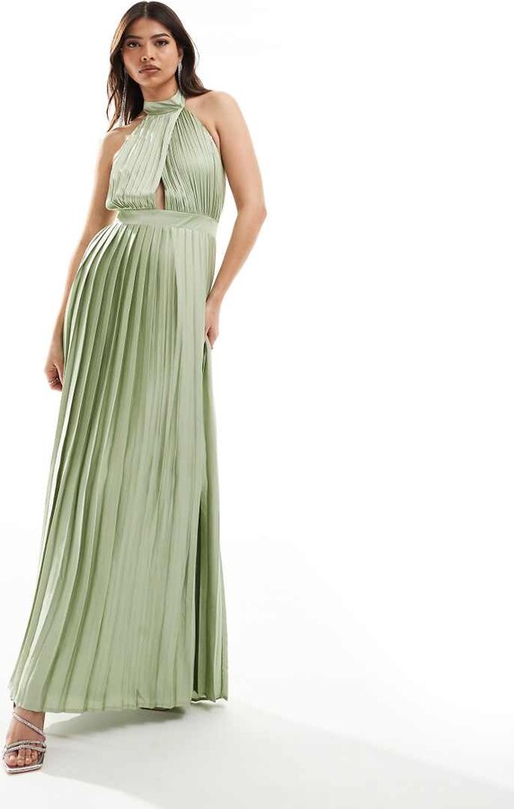 新品　maisoncelon pleated halter maxi dress pleated halter maxi dress – célon