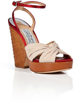 Thumbnail for your product : Ferragamo Nude/Red-Multi Suna Wedge Sandals