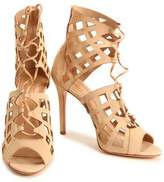 Thumbnail for your product : Schutz Lace-Up Laser-Cut Leather Sandals