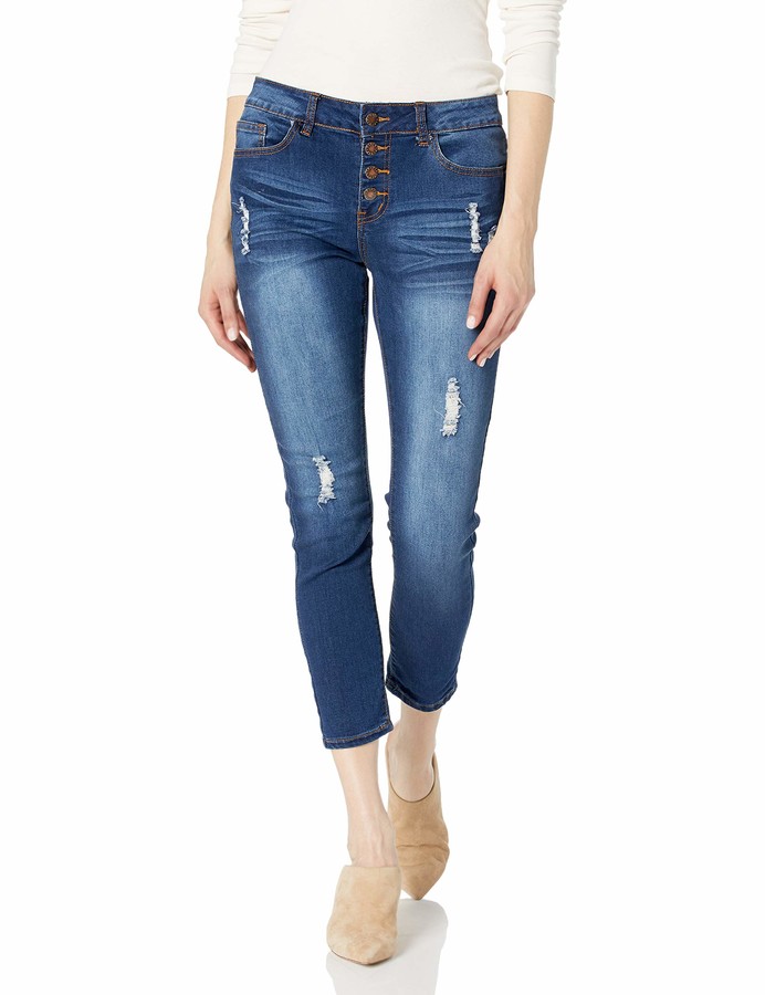 Women's Juniors Plus Size Ripped Slits Distressed High