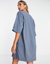Thumbnail for your product : ASOS DESIGN oversized t-shirt dress with f**k it logo in charcoal
