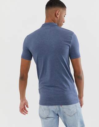 ASOS Design DESIGN muscle fit jersey polo in blue marl