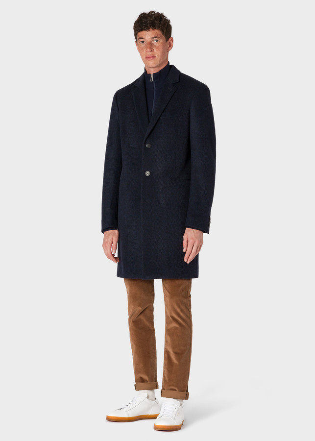 Men's Dark Navy Wool And Alpaca-Blend Epsom Coat - ShopStyle