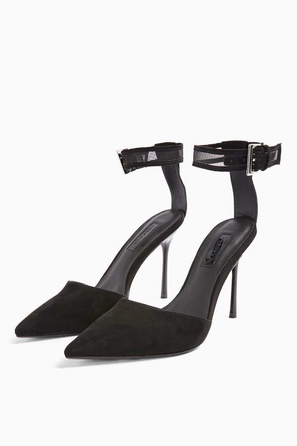 black mesh court shoes
