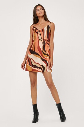 Nasty Gal Womens Abstract Cowl Front Mini Slip Dress