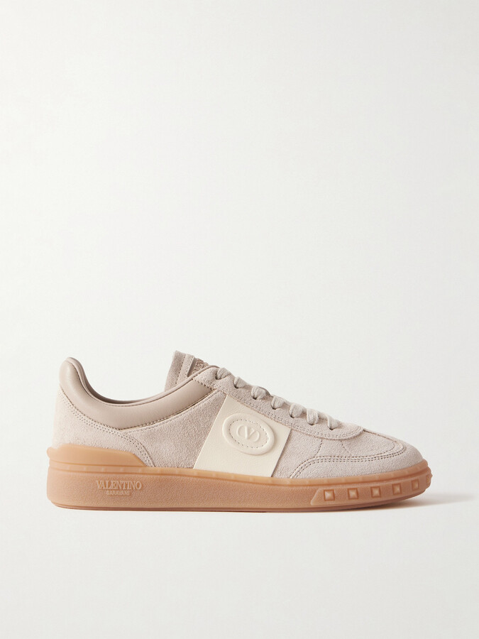 Valentino Garavani Upvillage Leather-trimmed Suede Sneakers - Brown