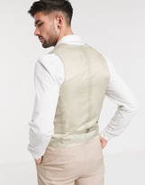 Thumbnail for your product : ASOS DESIGN wedding skinny suit waistcoat in crosshatch in camel