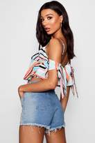 Thumbnail for your product : boohoo Stripe Wrap Over Tie Sleeve Cami