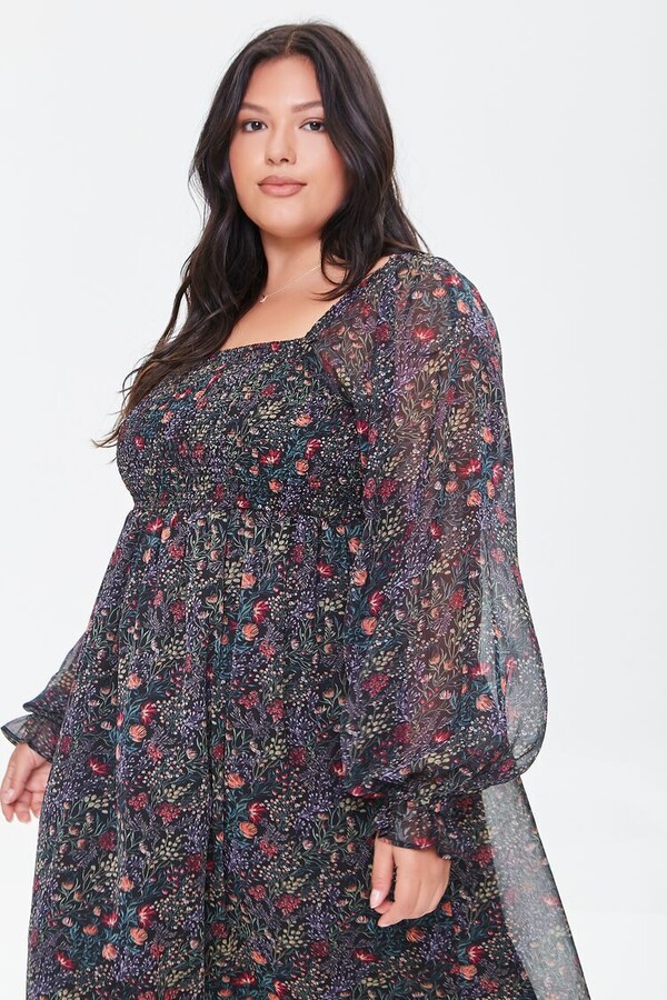 Forever 21 Plus Size Ditsy Floral Chiffon Dress - ShopStyle