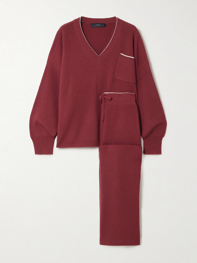 Arch4 - Partridges Ribbed Cashmere Sweater And Track Pants Set - Red