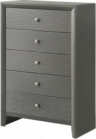 Lark Manor Drawer Dresser 1Pc Contemporary Modern 5-Drawer Chest Round Knobs Bedroom Living Room Wooden Furniture