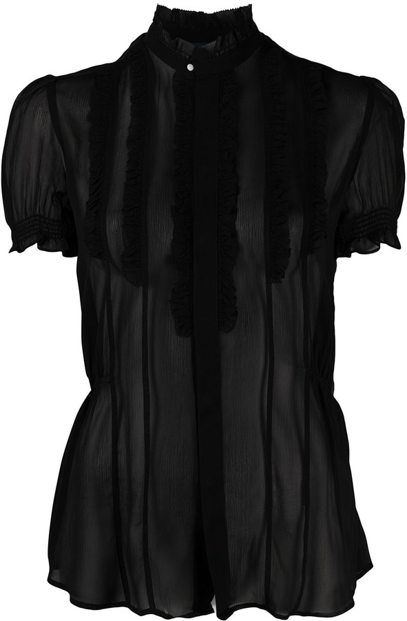 Polo Ralph Lauren Transparent Ruffled-Detail Silk Blouse - ShopStyle Tops