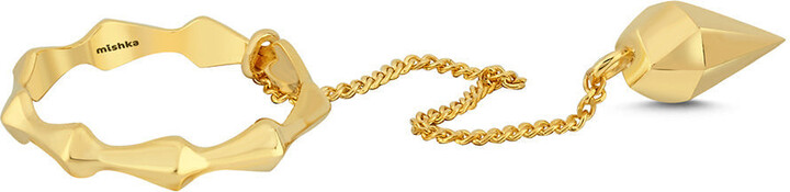 Mishka Tricky Ring With Chain Gold