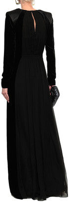 Alberta Ferretti Satin-trimmed Velvet And Silk-georgette Gown