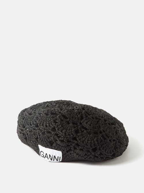 帽子 Ganni logo patch beret Ganni Logo Patch Beret In Grey | ModeSens