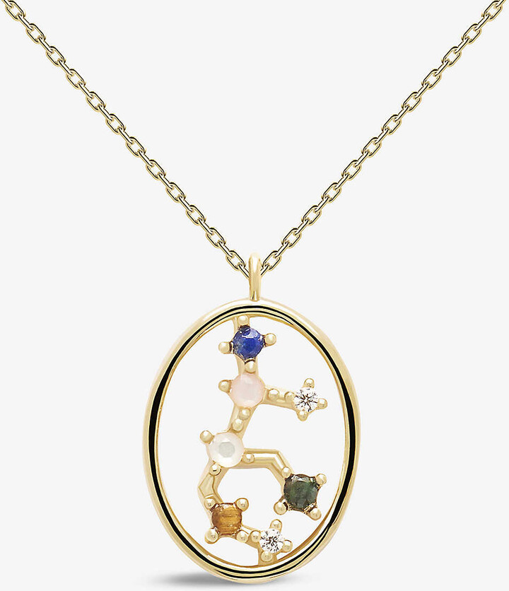 PD PAOLA Zodiac Virgo 18ct gold-plated sterling silver and gemstone necklace  - ShopStyle