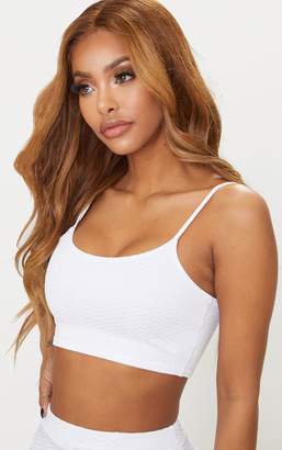 PrettyLittleThing Shape Champagne Textured Strappy Crop Top
