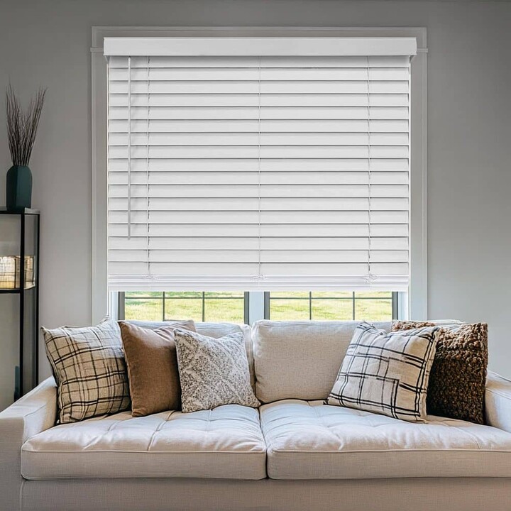 Chicology White Cordless Room Darkening Faux Wood Window Blinds with 2 in. Slats, 80 in. W x 84 in. L
