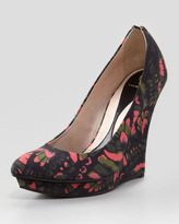 Thumbnail for your product : McQ Printed Linen Wedge Pump