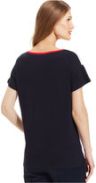 Thumbnail for your product : Jones New York Signature Cap-Sleeve Colorblocked High-Low Tee