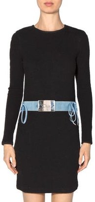 Christian Dior Leather-Trimmed Denim Belt