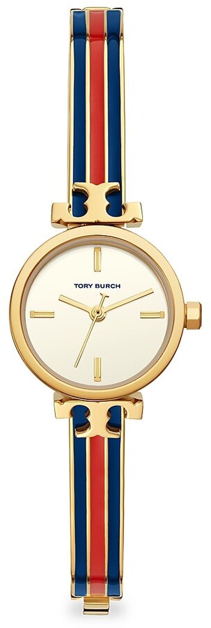 Tory Burch Reva Watch, Black Leather/Gold Tone, 36 MM