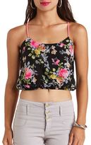 Thumbnail for your product : Charlotte Russe Strappy Floral Print Crop Top