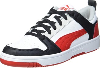 grey and red pumas