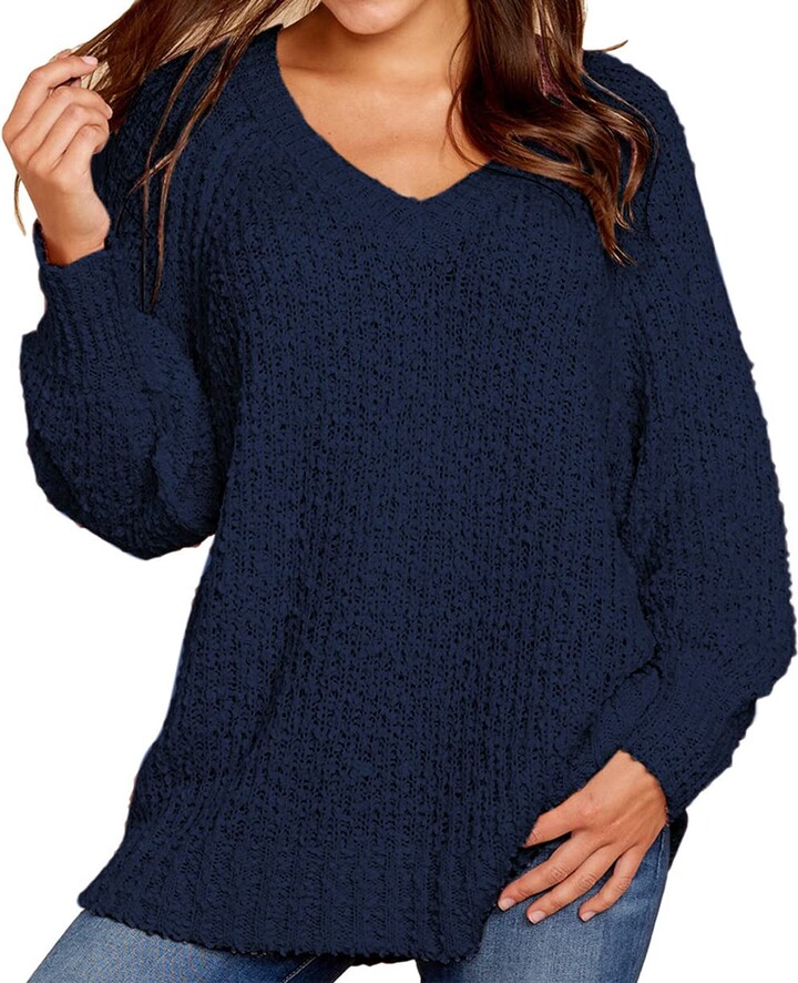 Womens Navy Blue V Neck Sweater | Shop the world's largest collection of  fashion | ShopStyle