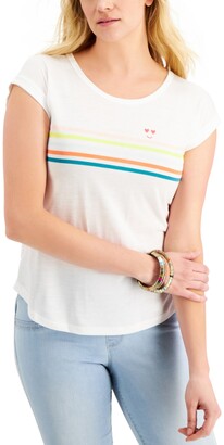 Style&Co. Style & Co Happy Stripes Graphic T-Shirt, Created for Macy's
