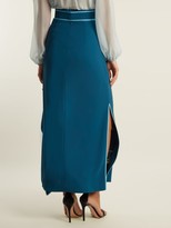 Thumbnail for your product : Peter Pilotto Embroidered Asymmetric Crepe-cady Skirt - Blue Multi
