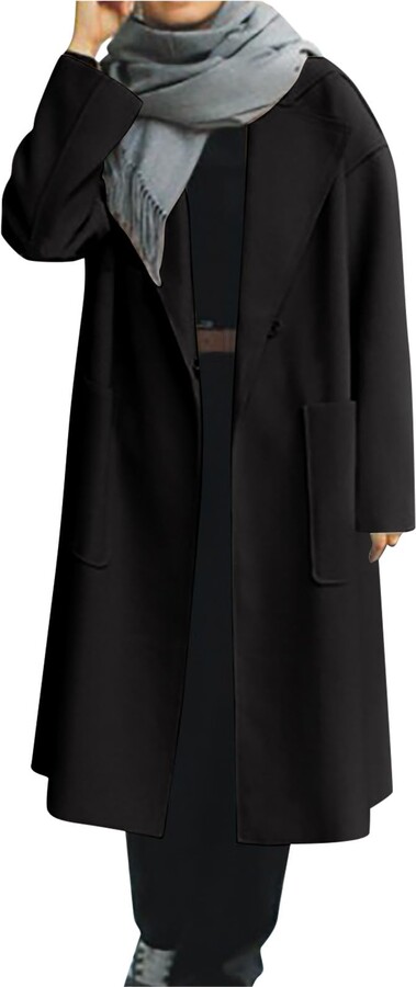 Toddler Girls Trench Coat Baby Girl Woolen Coat Girl Dress Coat Peacoat Winter Fall Outwear (Apricot, 1-2 Years